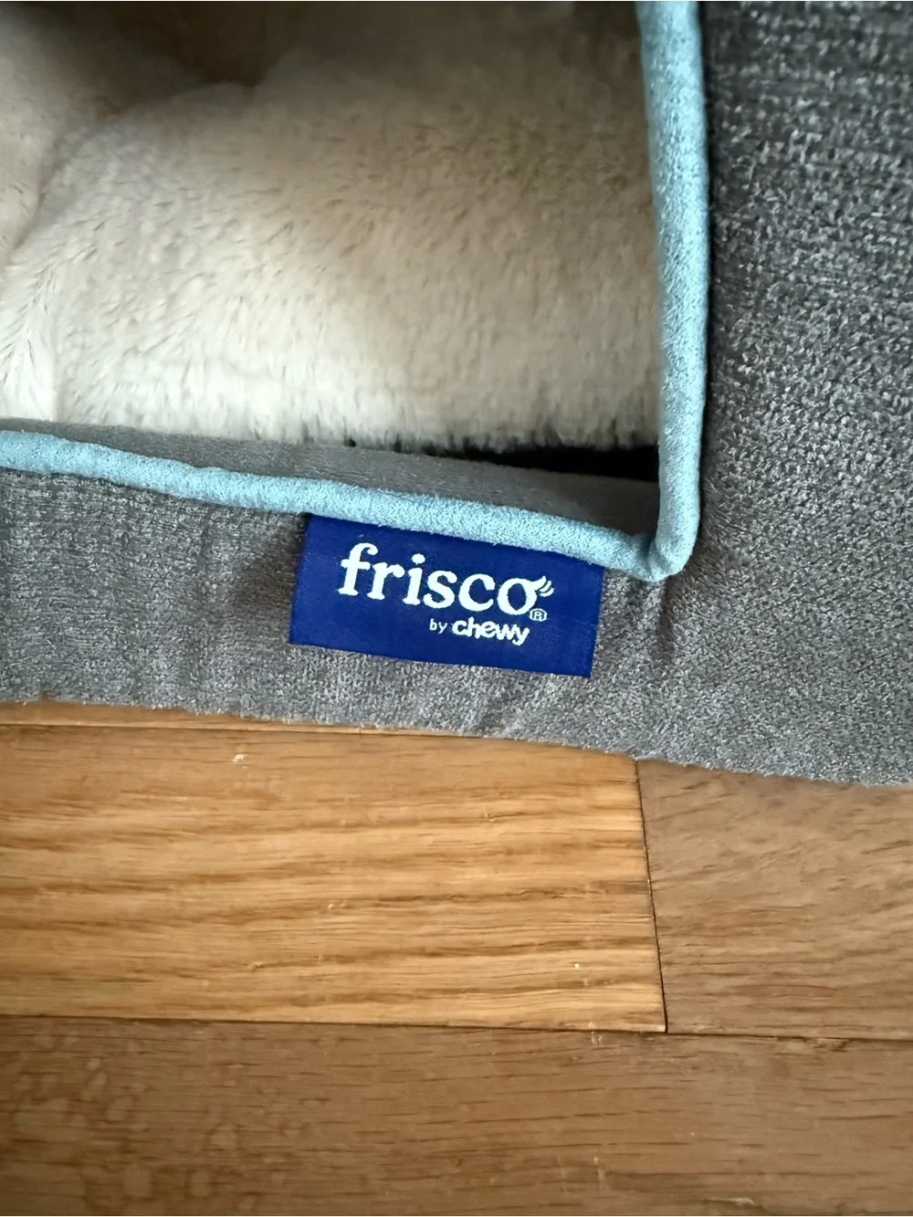 2 Grey Pet Cave Beds with Cream Plush Interior